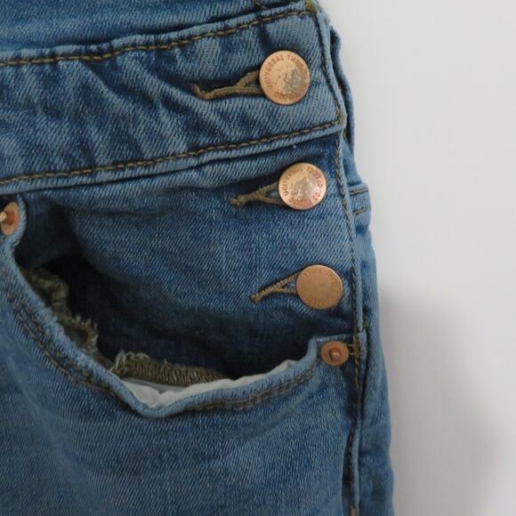 Universal Thread Womens Sz 25R Blue Denim Overalls Front Pockets Cross Back - Picture 5 of 6